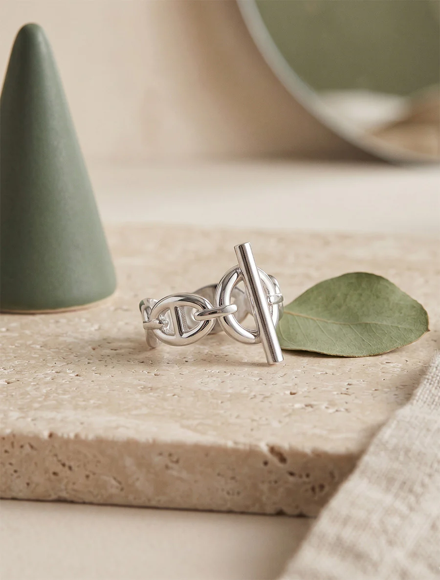 Ring met ankerkettingschakels en staafje - Geld