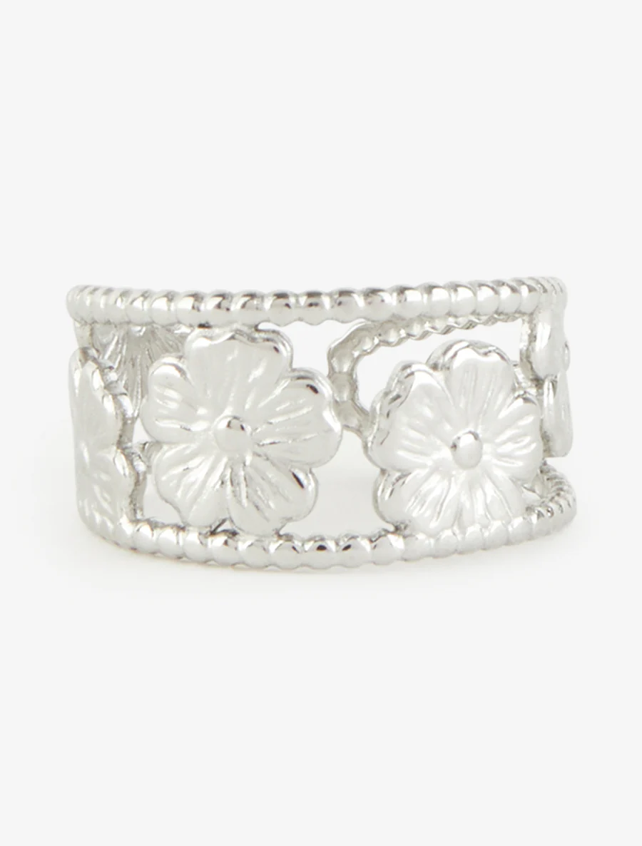 Ring met kleine kralen en bloemenmotief - Geld - Image 3