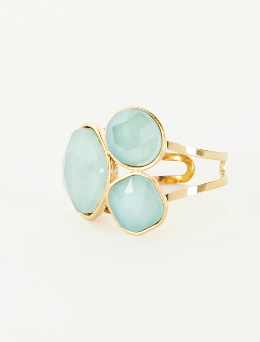 Ring versierd met drie stenen - Watergroen - Image 3