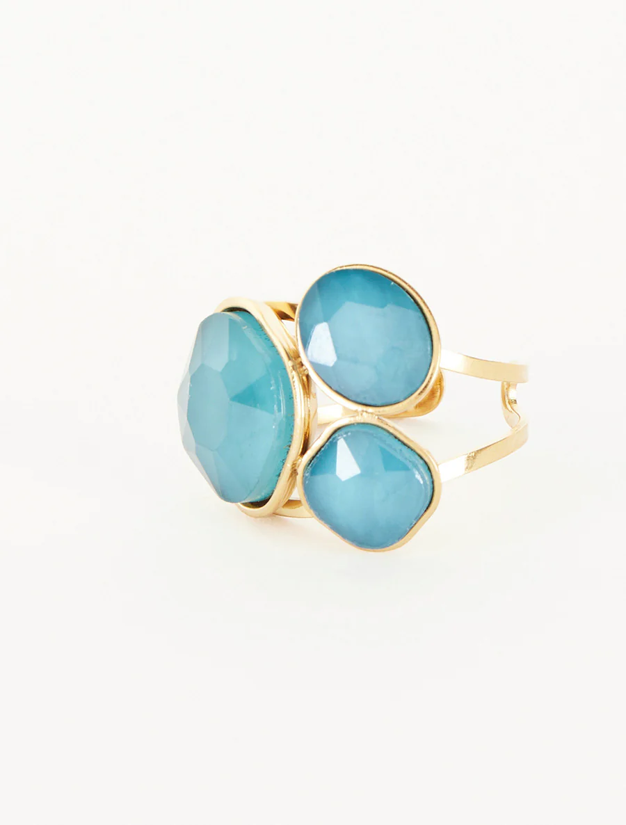 Ring versierd met drie stenen - Turkoois - Image 3