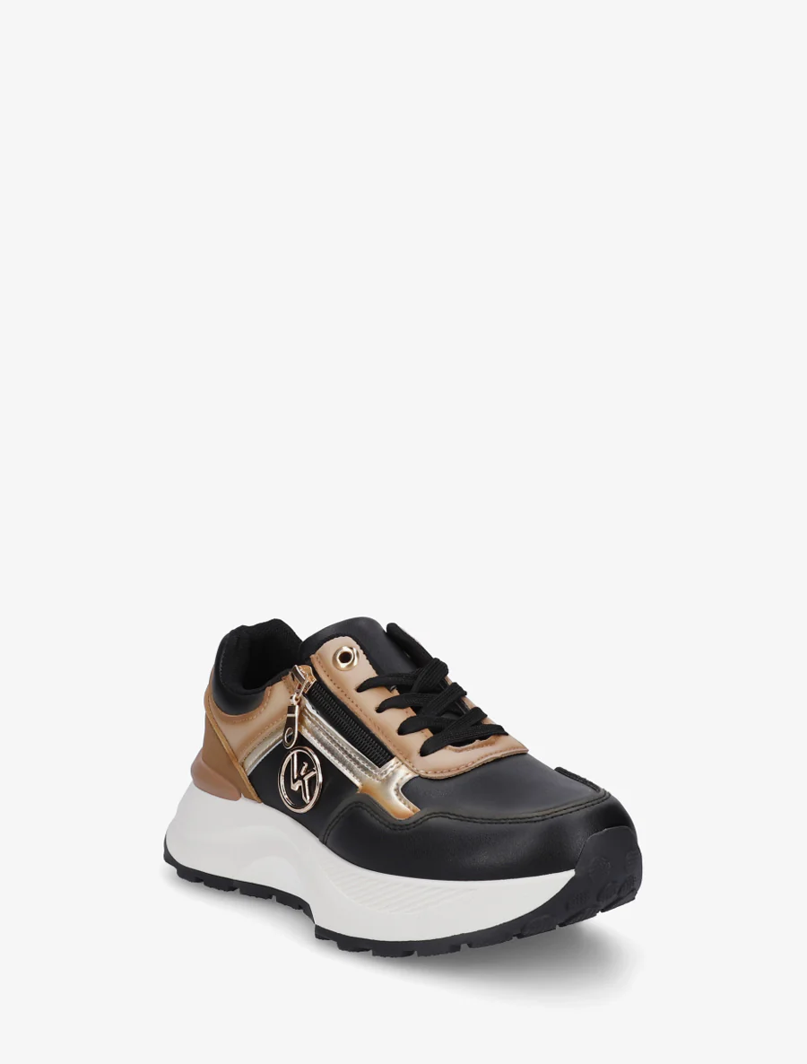 Rits sneakers met metalen sieraad - Zwart - Image 2