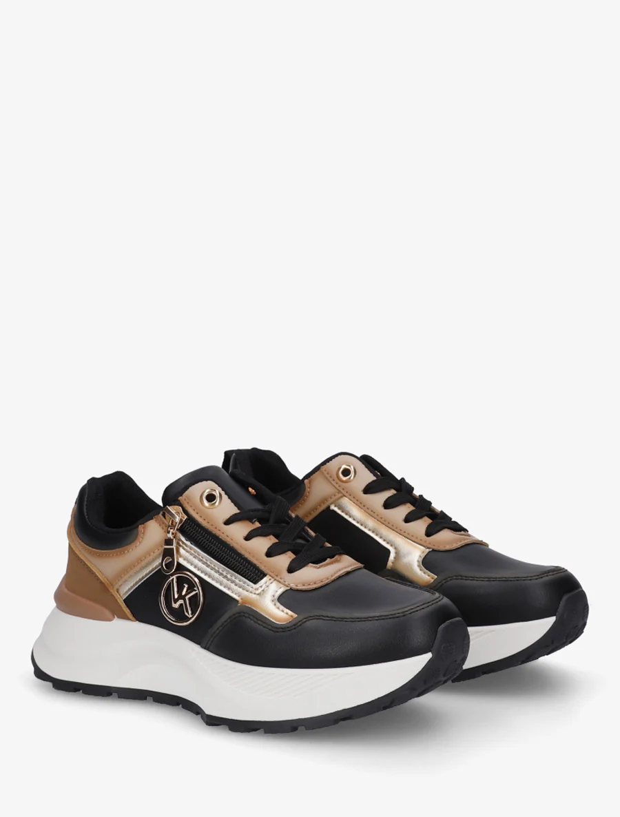 Rits sneakers met metalen sieraad - Zwart - Image 4