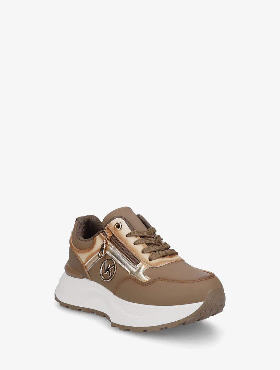 Rits sneakers met metalen sieraad - Bruin - Image 2