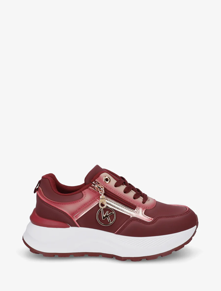 Rits sneakers met metalen sieraad - Bordeaux