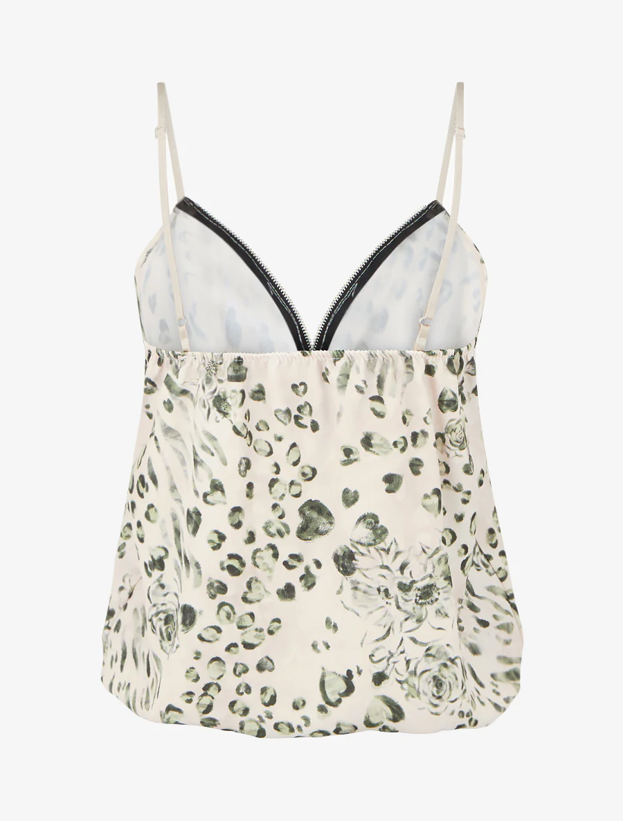 Ritsvest met bloemen en luipaardprint - Kaki - Image 2