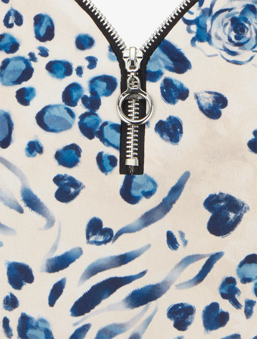 Ritsvest met bloemen en luipaardprint - Marine - Image 3