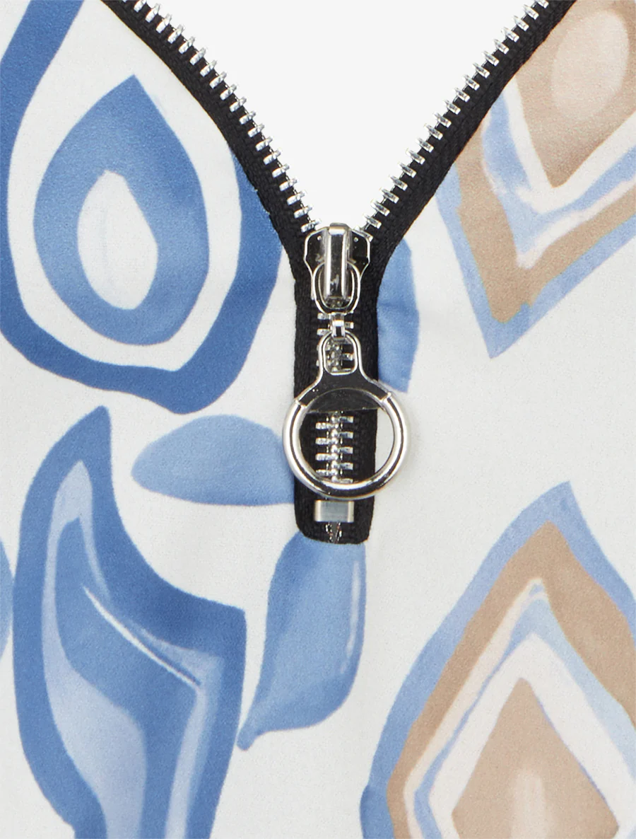 Ritsvest met fantasieprint en ronde hals. - Blauw - Image 3