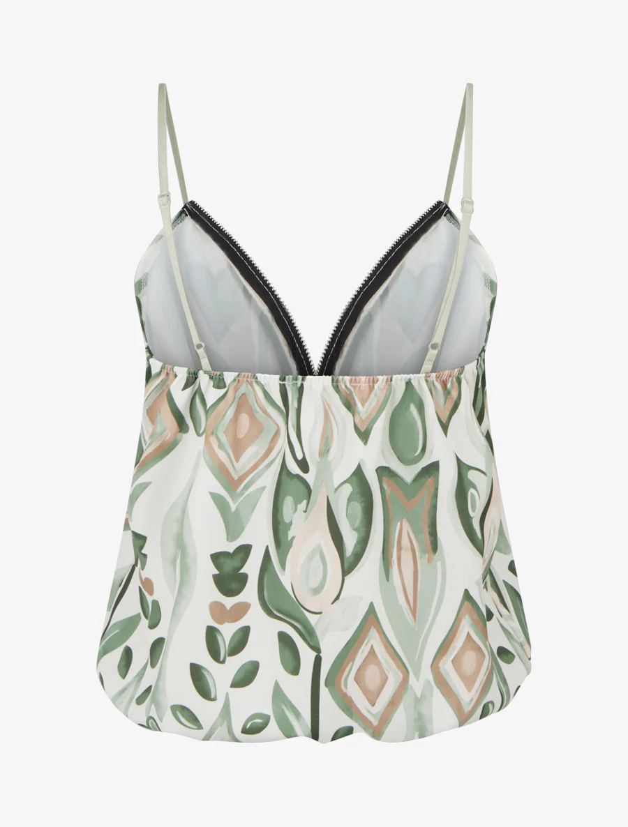Ritsvest met fantasieprint en ronde hals. - Kaki - Image 2