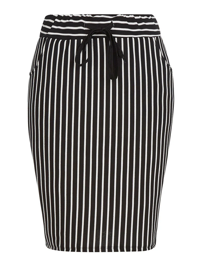 Strookjes chiffon-effect rok - zwart/wit