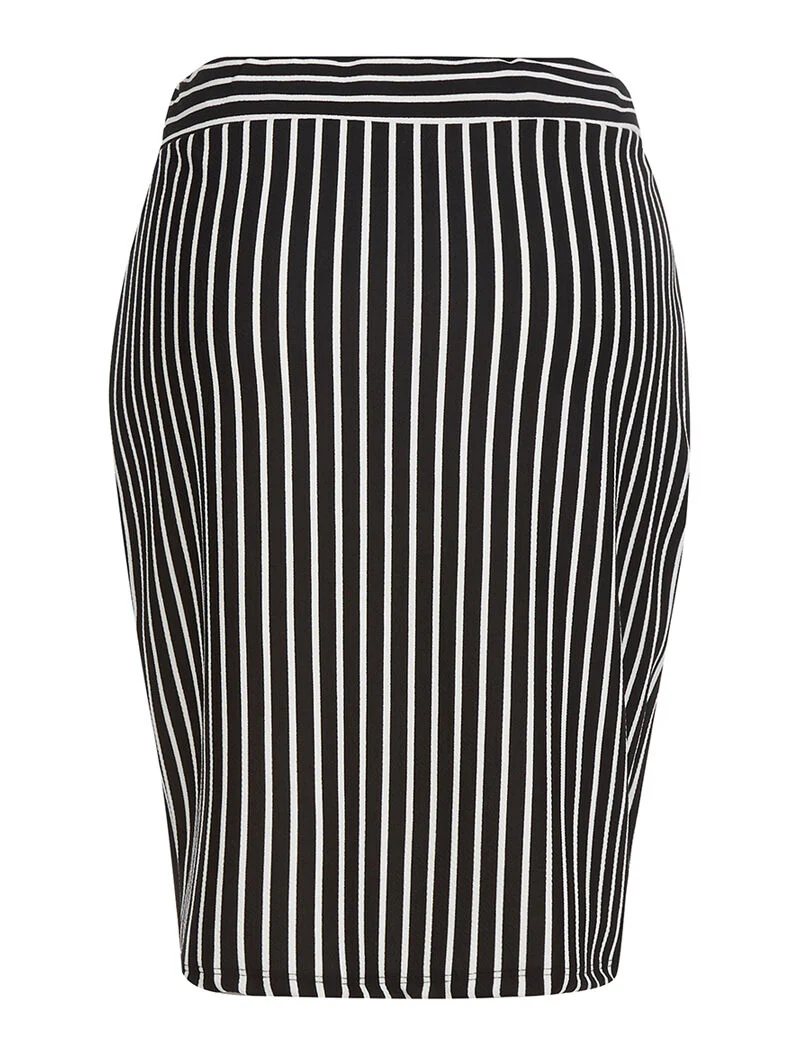Strookjes chiffon-effect rok - zwart/wit - Image 2