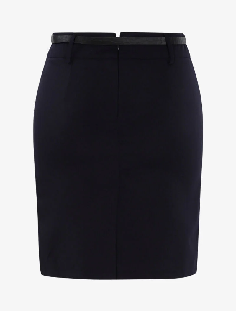 Effen rok met riem - marineblauw - Image 2
