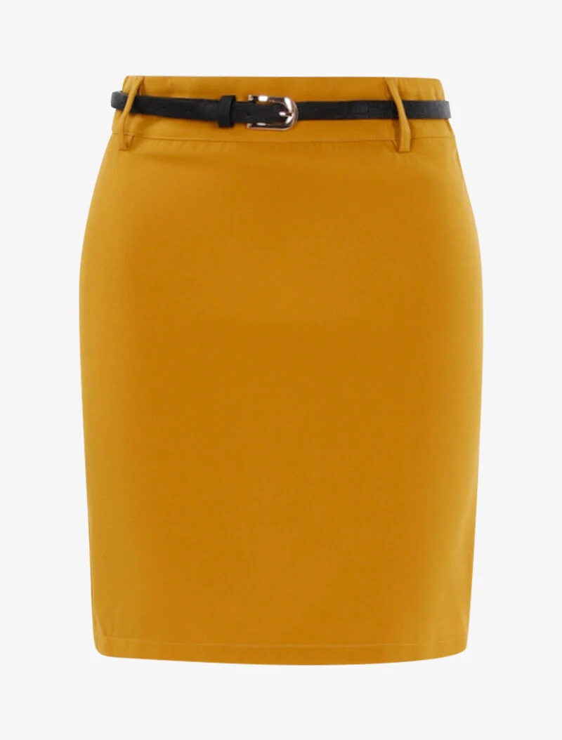Effen rok met riem - geel