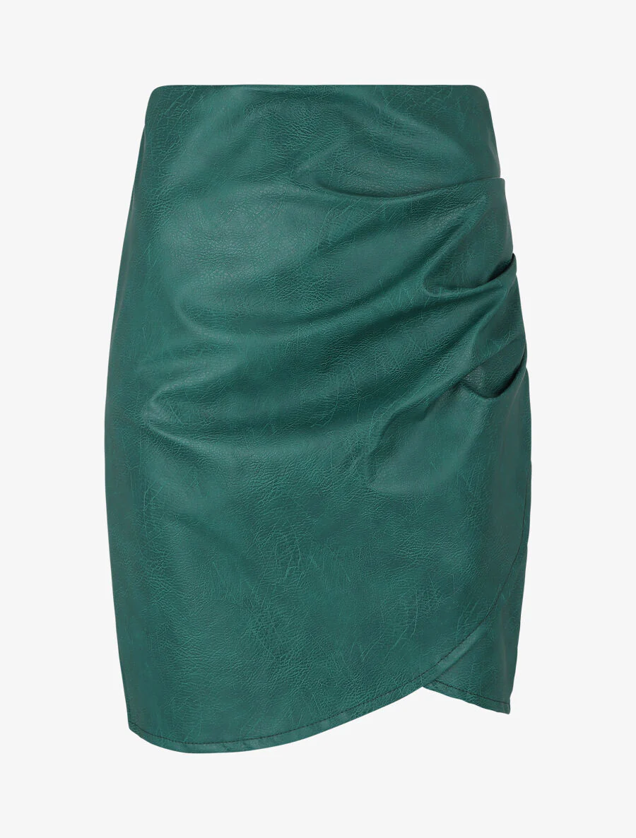 Rok in imitatie met nerfeffect - Dennengroen