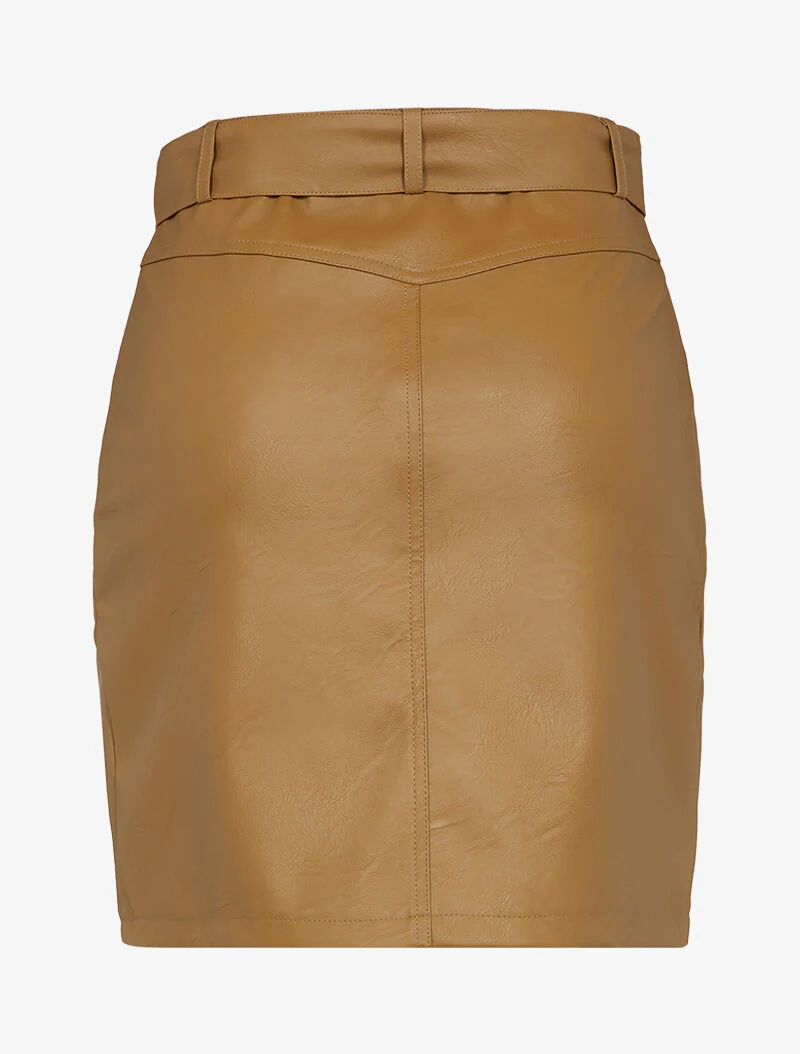 Rok in imitatieleer met ritszakken - lichtbruin - Image 3
