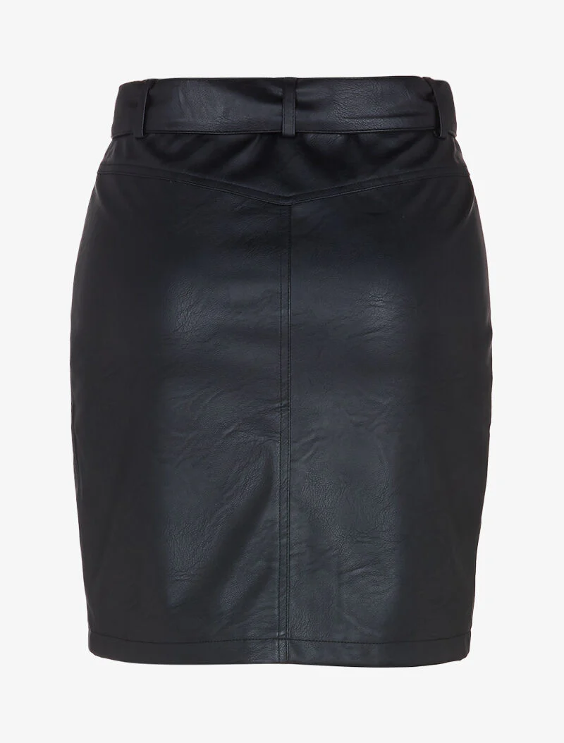 Rok in imitatieleer met ritszakken - zwart - Image 2