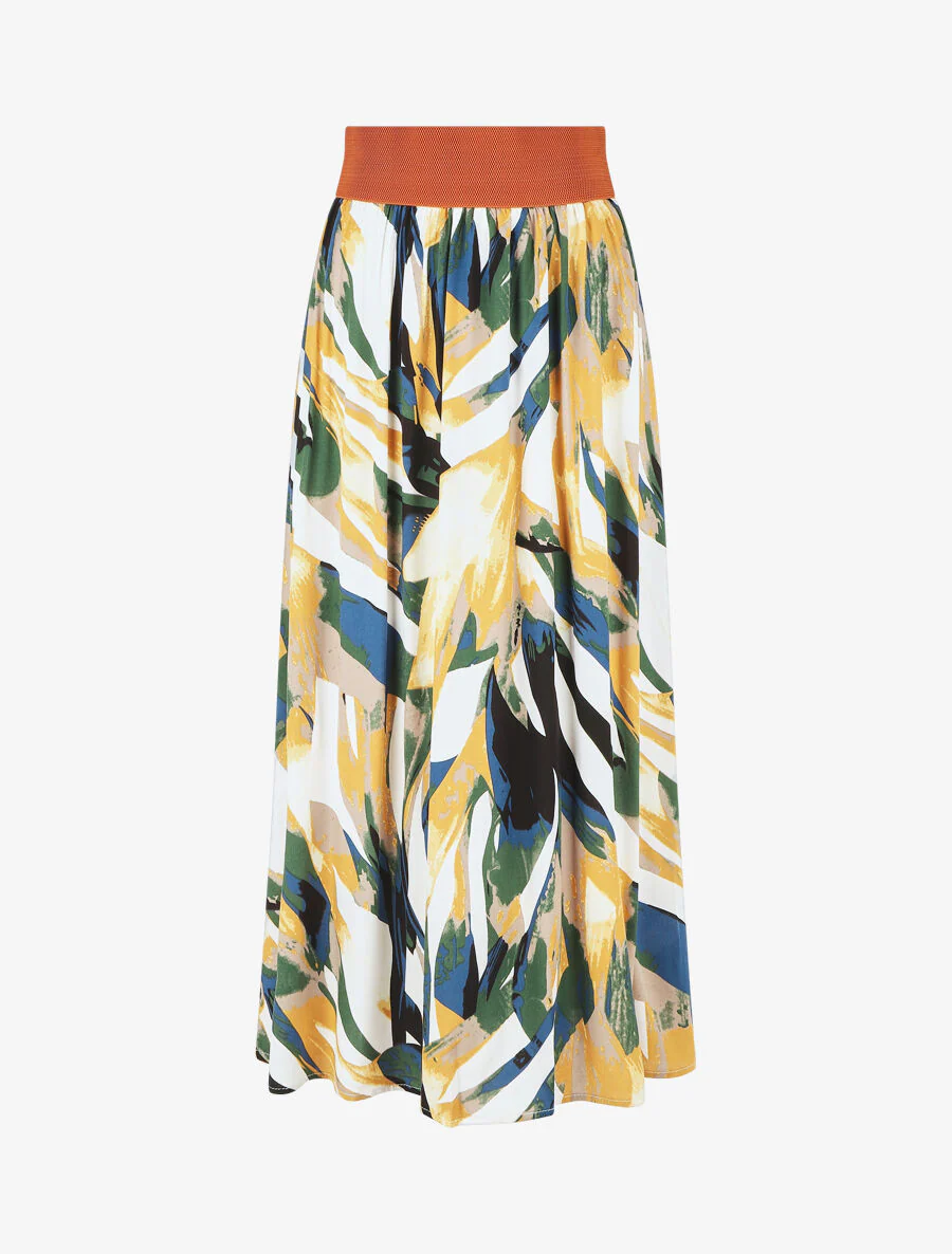 Rok met abstracte print - Geel