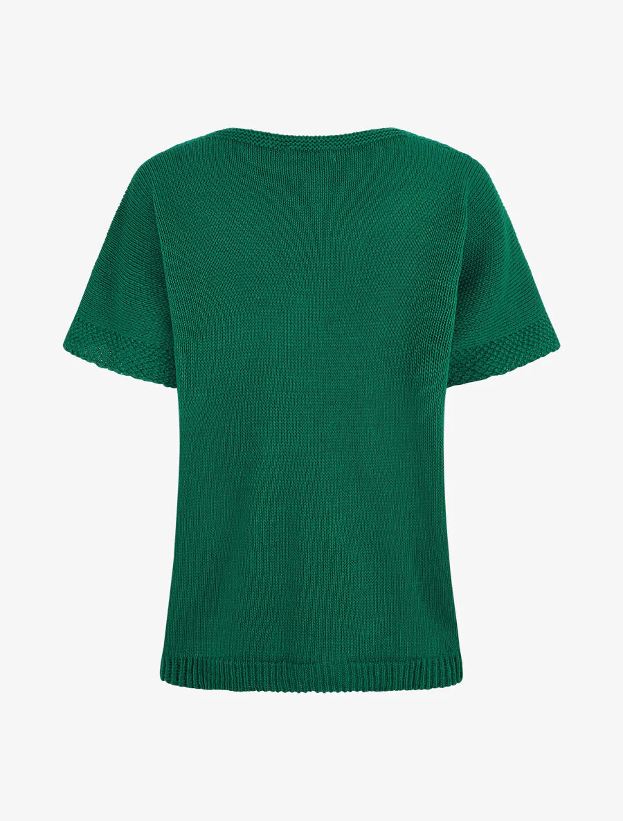 Ronde hals en korte mouwen trui - Groen - Image 2