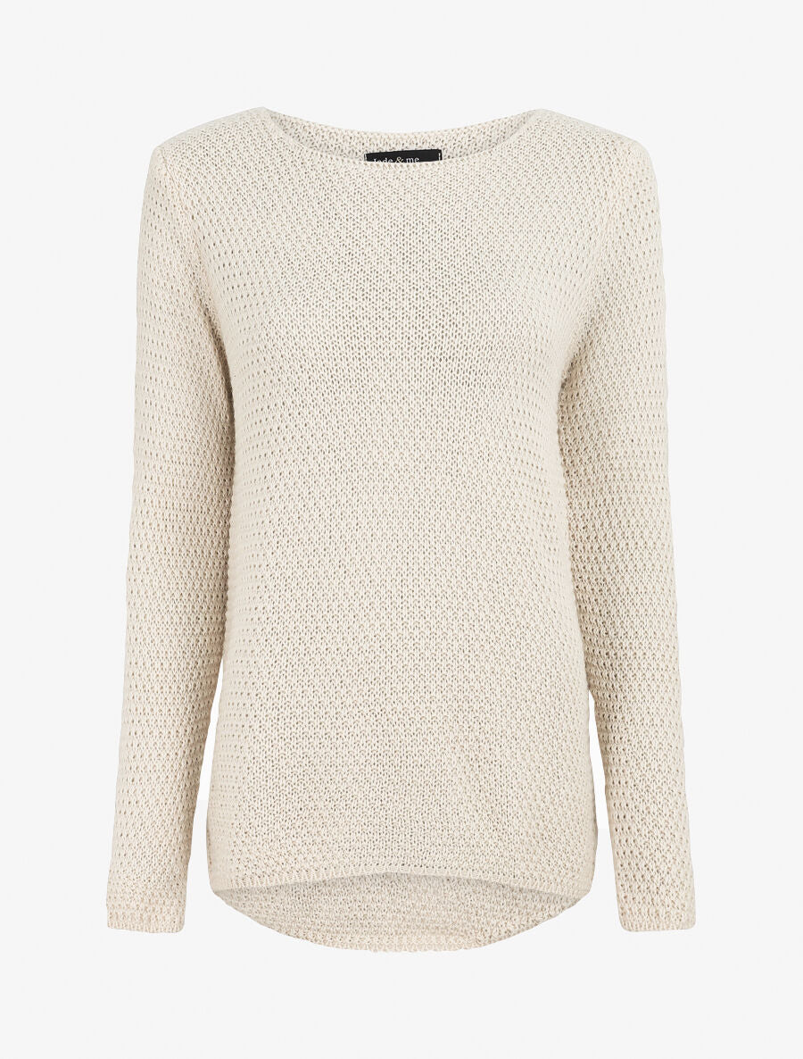 Ronde hals rechte trui - Beige