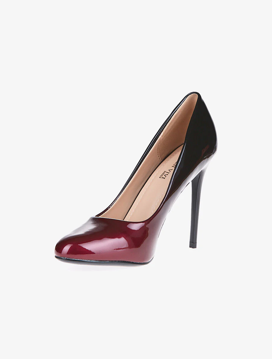 Ronde neus pumps in vernis met kleurverloop - bordeaux - Image 3