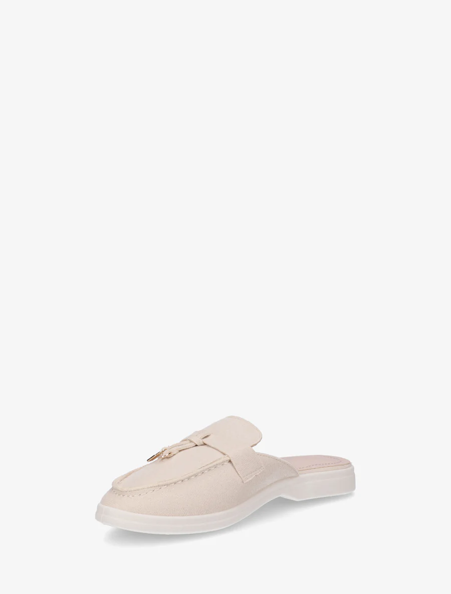Ronde neus suède slippers - Beige - Image 3