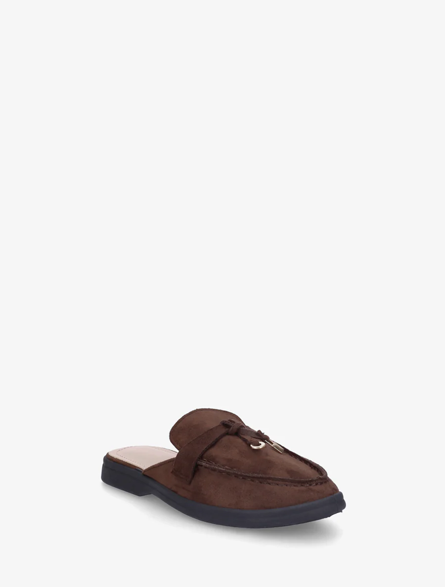Ronde neus suède slippers - Bruin - Image 2