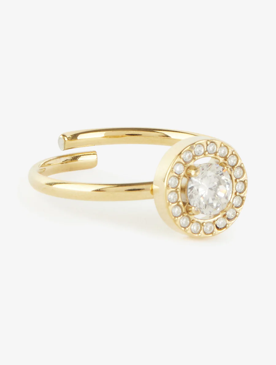 Ronde solitaire stijl ring in zirkonia. - Goud - Image 2