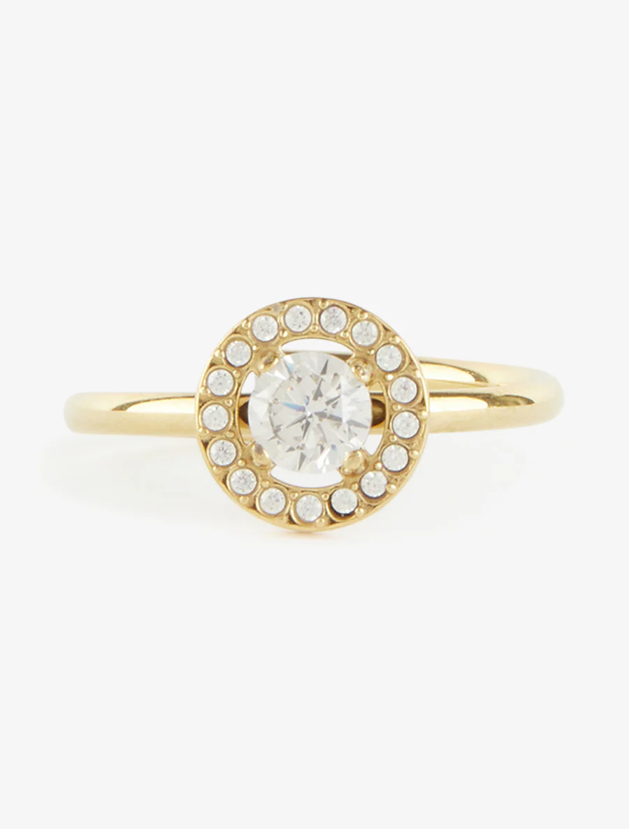 Ronde solitaire stijl ring in zirkonia. - Goud - Image 3