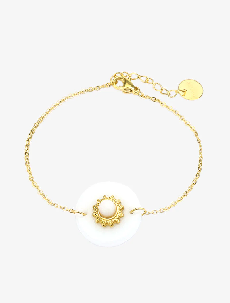 Armband met overlappende ronde platen - wit