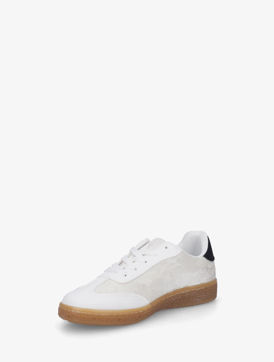 Roze bedrukte sneakers van twee materialen - Wit - Image 3