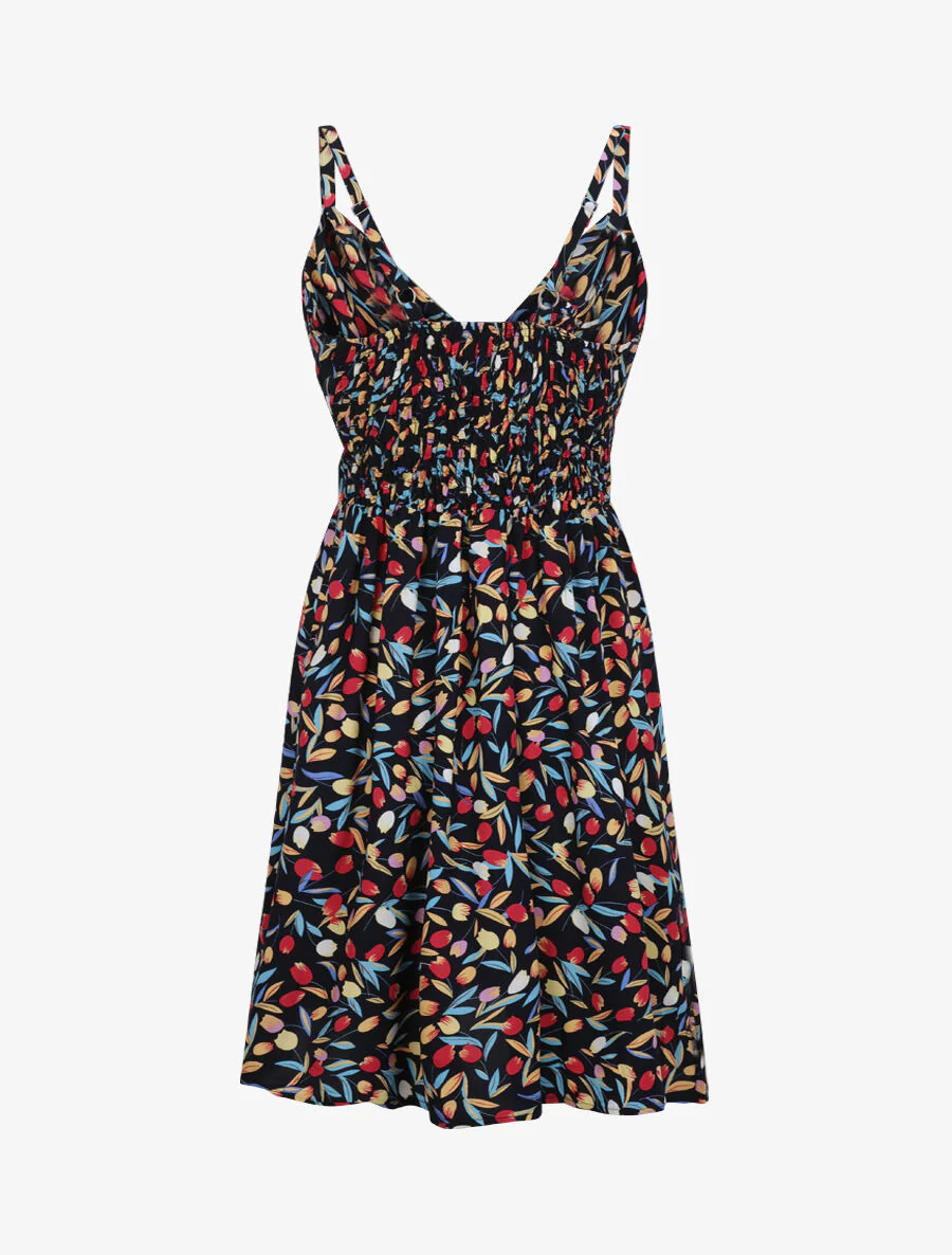 Roze geprinte A-lijn jurk - Donkerblauw - Image 3