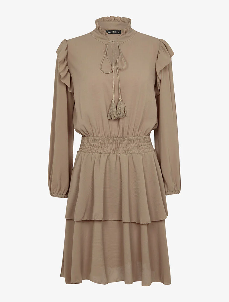 Rok met ruches - taupe