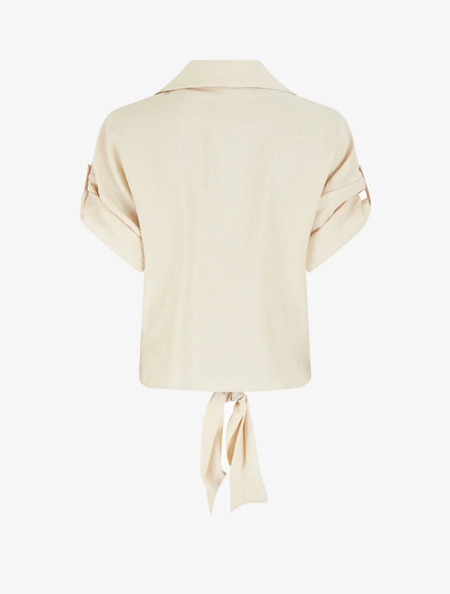 Ruim knoopshirt met korte mouwen - Beige - Image 2