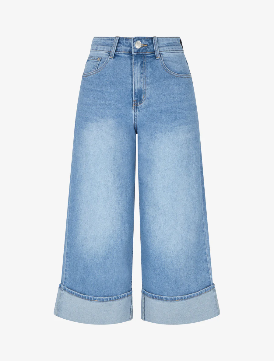 Ruime Bermuda met omslag - Blauw