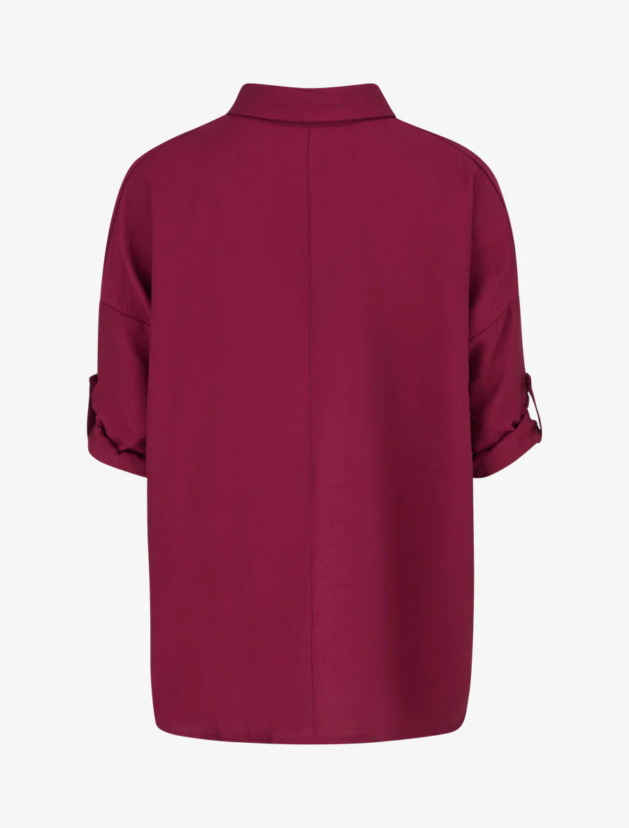 Ruime blouse met metalen pinnen - Wijnrood - Image 2