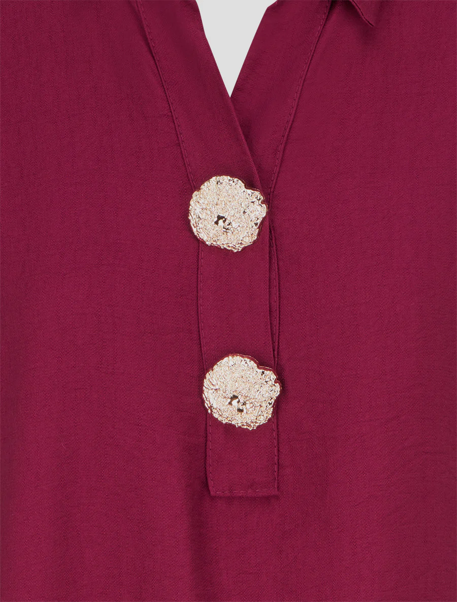 Ruime blouse met metalen pinnen - Wijnrood - Image 3