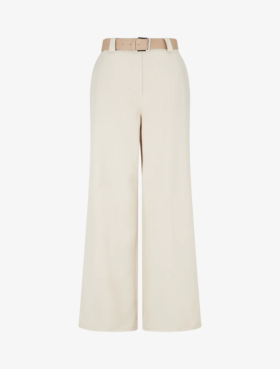 Ruime broek met streepjesmotief - Beige