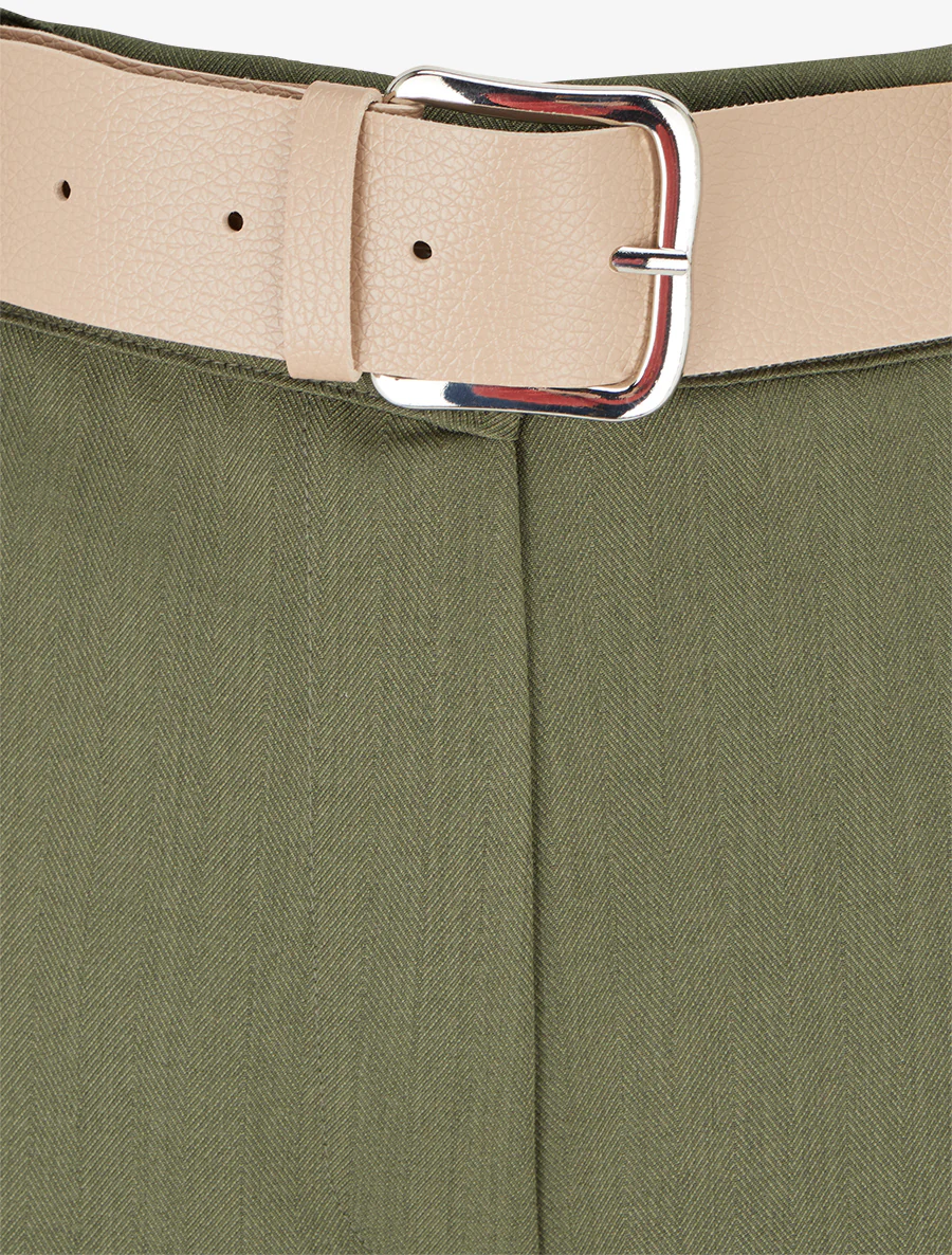 Ruime broek met streepjesmotief - Kaki - Image 3