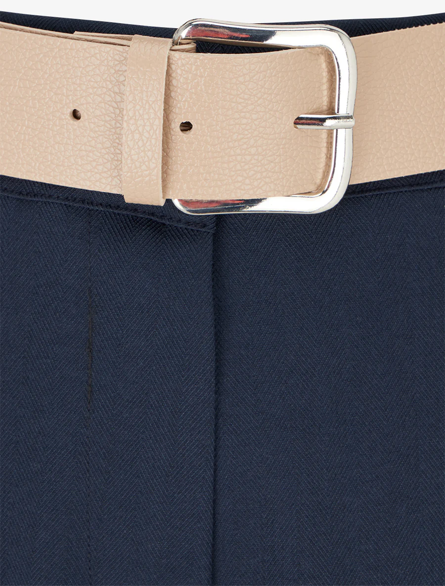 Ruime broek met streepjesmotief - Marine - Image 3