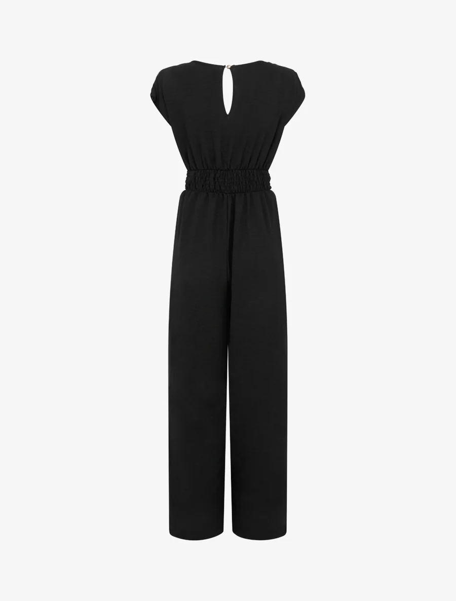 Ruime jumpsuit met wikkeloverslag en draperend effect - Zwart - Image 2