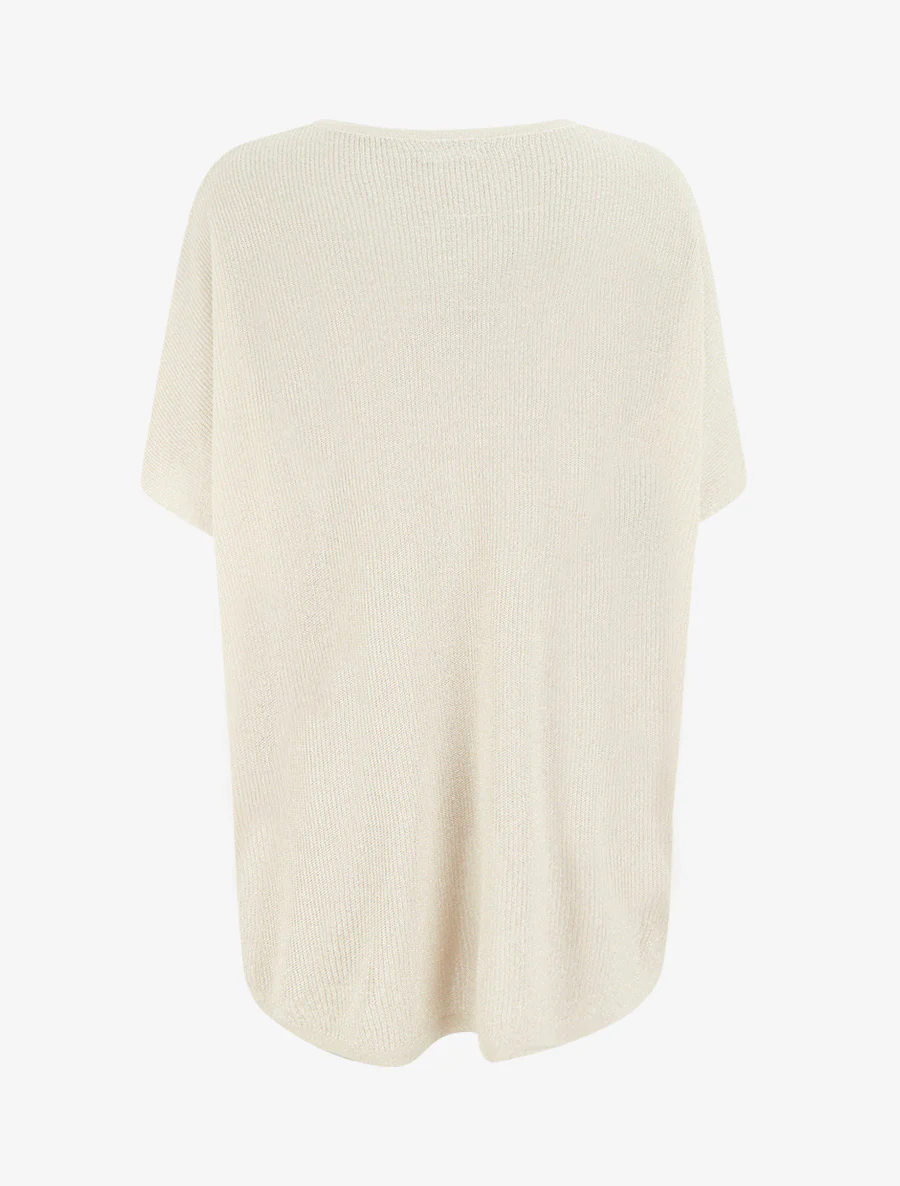 Ruime top met korte vleermuismouwen. - Beige - Image 2