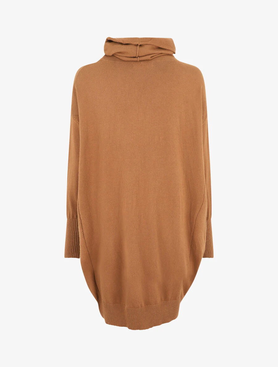 Ruime trui jurk met coltrui - Kameel - Image 2