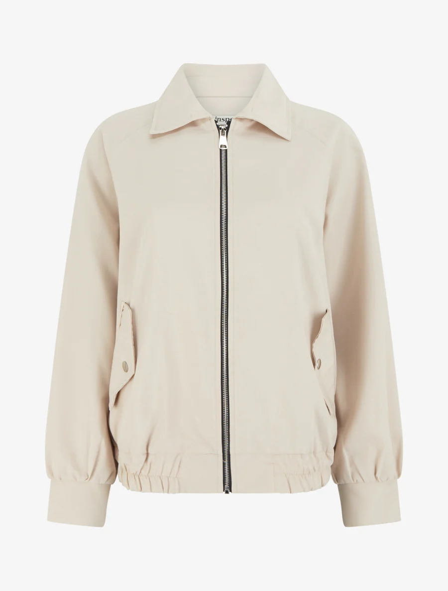 Ruimvallend jack met ritssluiting en elastische boorden - Beige