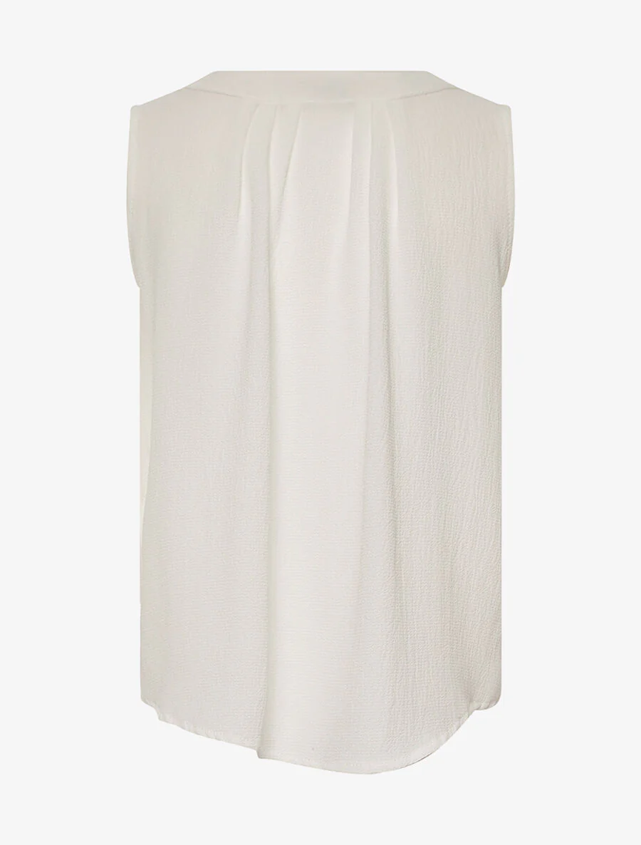 Ruimvallend mouwloos shirt van mousseline - wit - Image 2