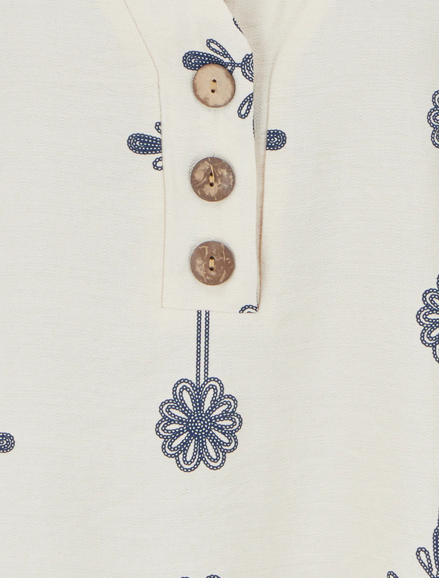 Ruimvallend top met korte mouwen en bloemenprint - Beige - Image 3
