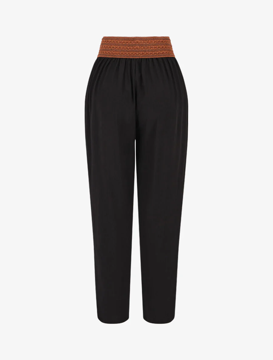 Ruimvallende broek met hoge taille in korsetstijl - zwart - Image 2