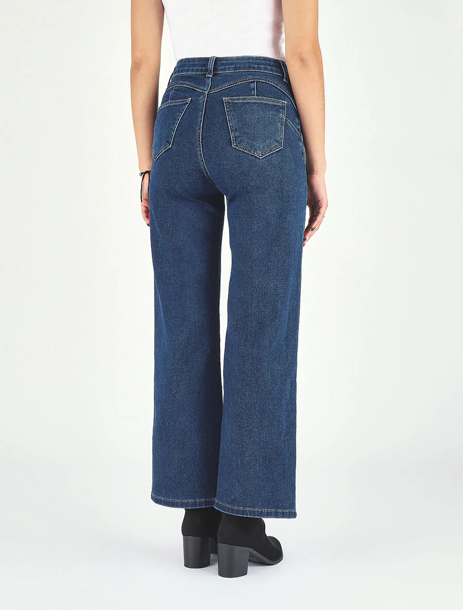 Ruimvallende jeans met hoge taille - Onbewerkt blauw - Image 5