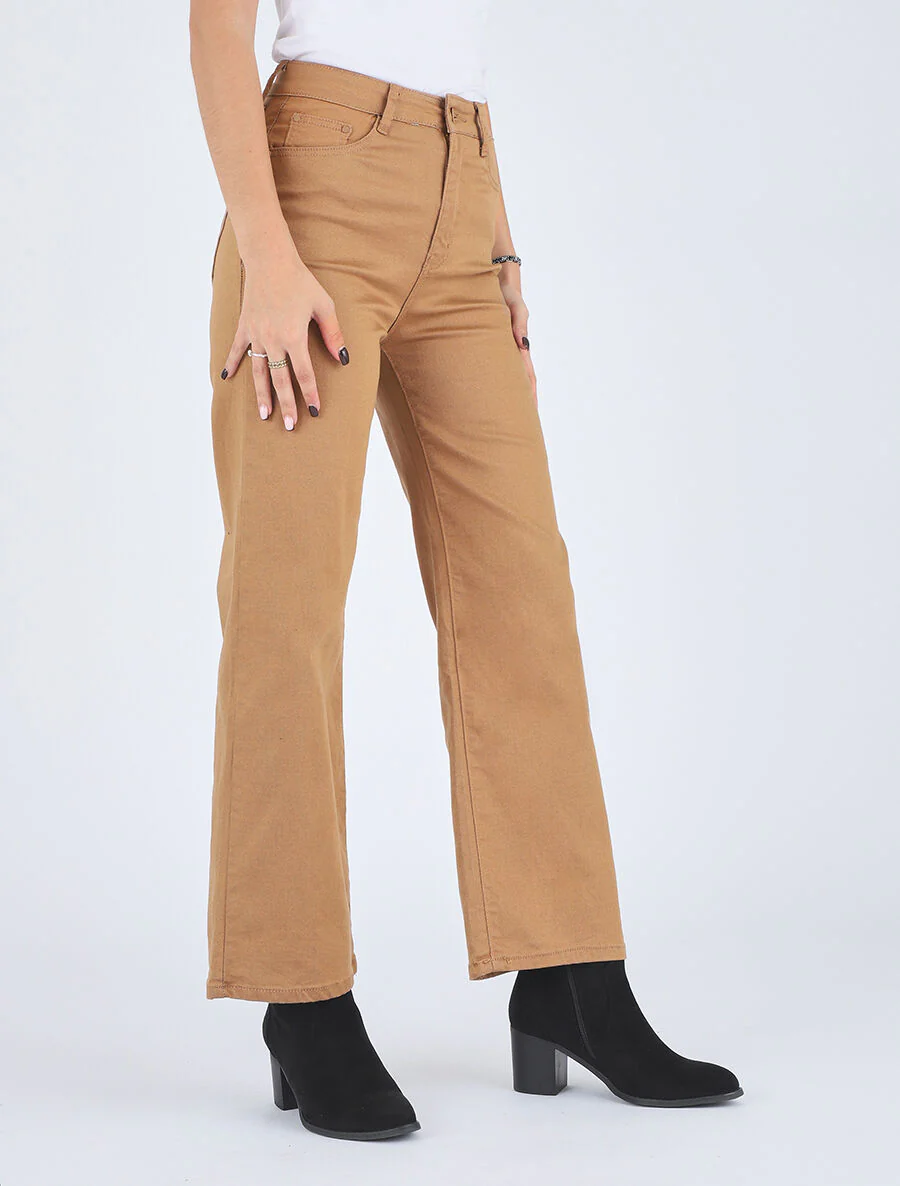 Ruimvallende jeans met hoge taille - Kameel - Image 4