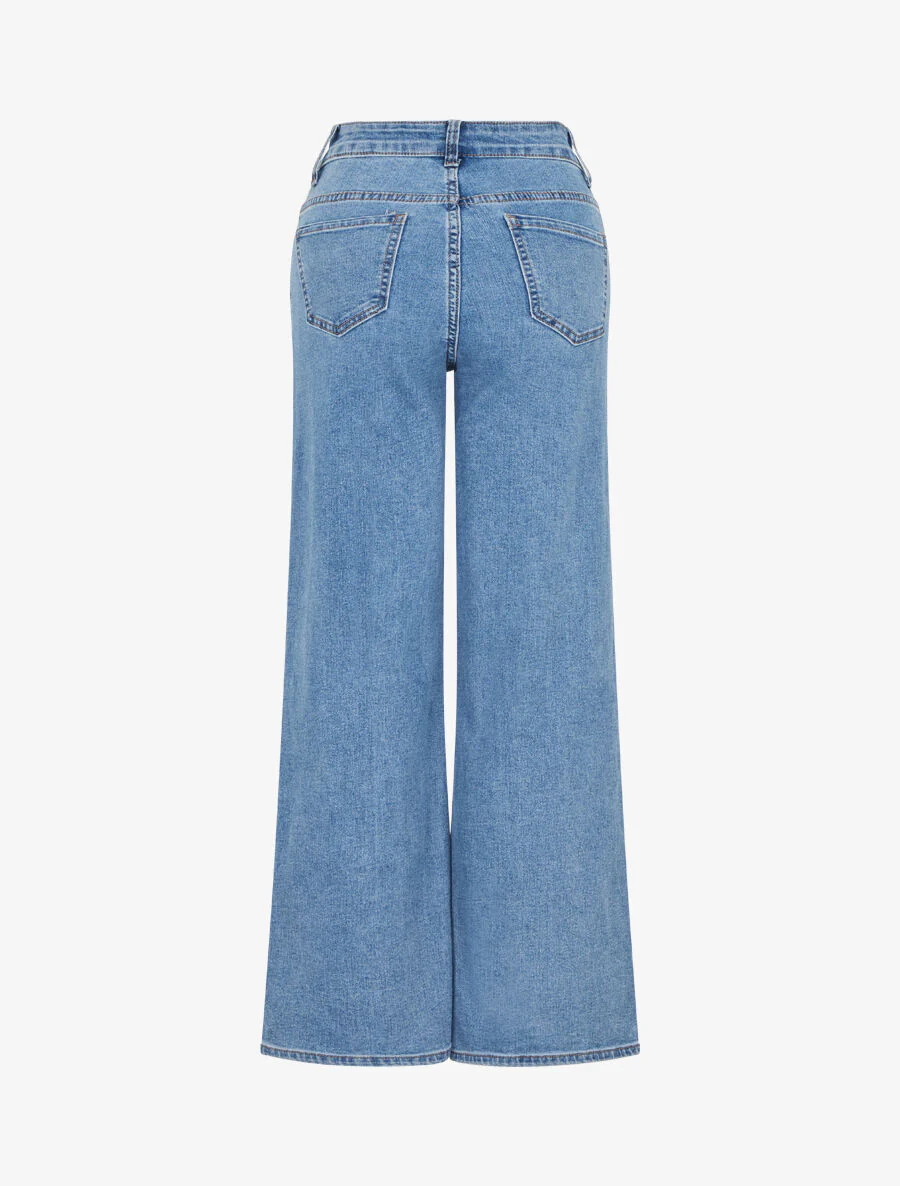 Ruimvallende jeans met hoge taille en knopen - blauw - Image 2