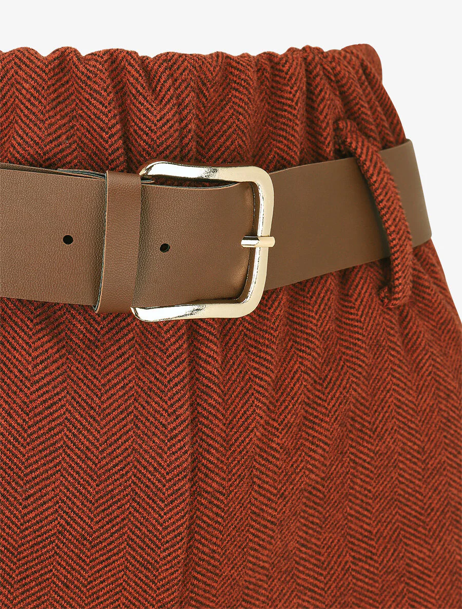 Ruimvallende tweed broek - bordeaux - Image 3