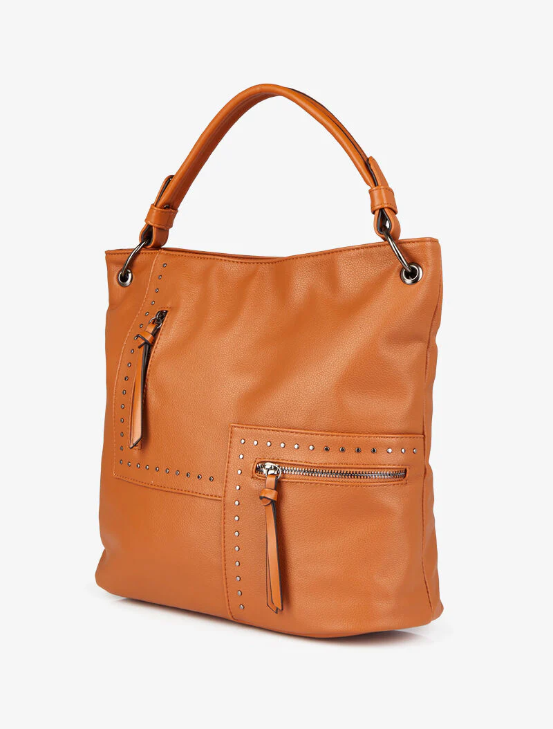 Gespijkerde shopper Katia - Camel - Image 2